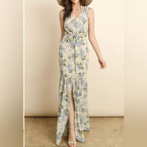 DRESS FORUM MAXI FLORAL BOHO MAXI DRESS BELTED OPEN BACK